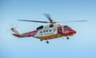 Shetland coastguard helicopter attended the scene. Photo: Scott Goudie