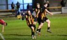 Greg Buchan celebrates scoring Huntly's second goal against Inverurie Locos in the Aberdeenshire Shield semi-final