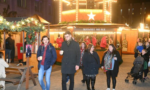 Crowds of visitors at the opening of Aberdeen Christmas village this year. Picture by Paul Glendell/DCT Media.