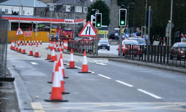 North Anderson Drive, on approach to the Haudagain roundabout. Work around the notorious traffic bottleneck is expected to last until March now. Picture by Chris Sumner/DCT Media, May 2021.