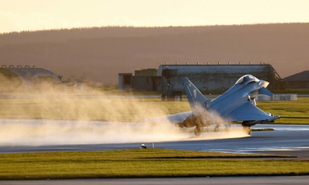 Typhoon landing at RAF Lossiemouth