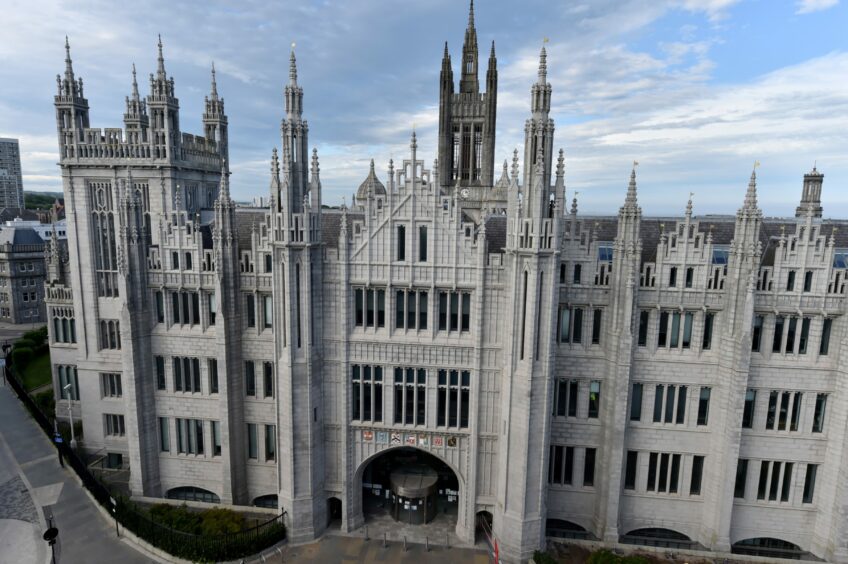 Aberdeen City Council will make a decision on any planning application for an ETZ in St Fittick's Park in Torry. Photo of council HQ, Marischal College, by Kenny Elrick/DCT Media.
