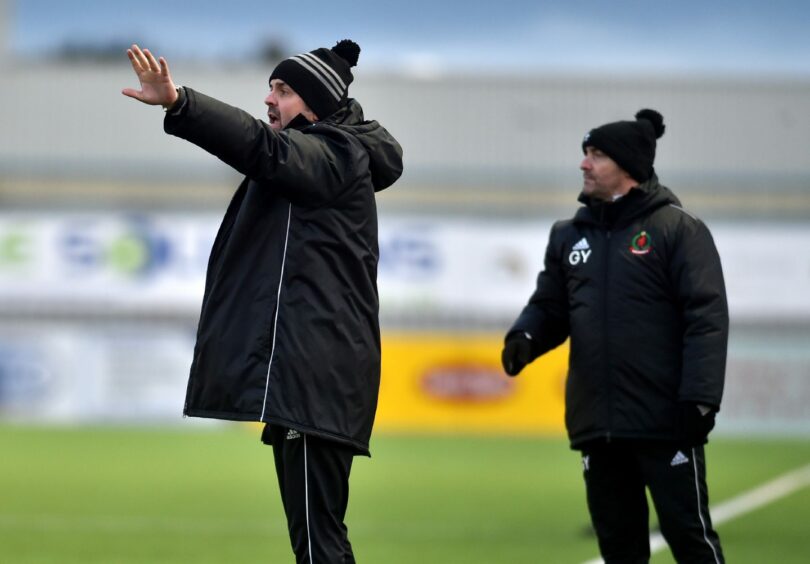 Cove Rangers management team Paul Hartley and Gordon Young