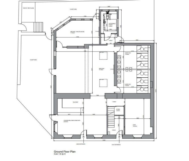 Floorplan of the community hub planned for the Rothes pub.