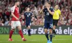 Scotland's Ryan Fraser rues a missed chance during a World Cup qualifier against Denmark.