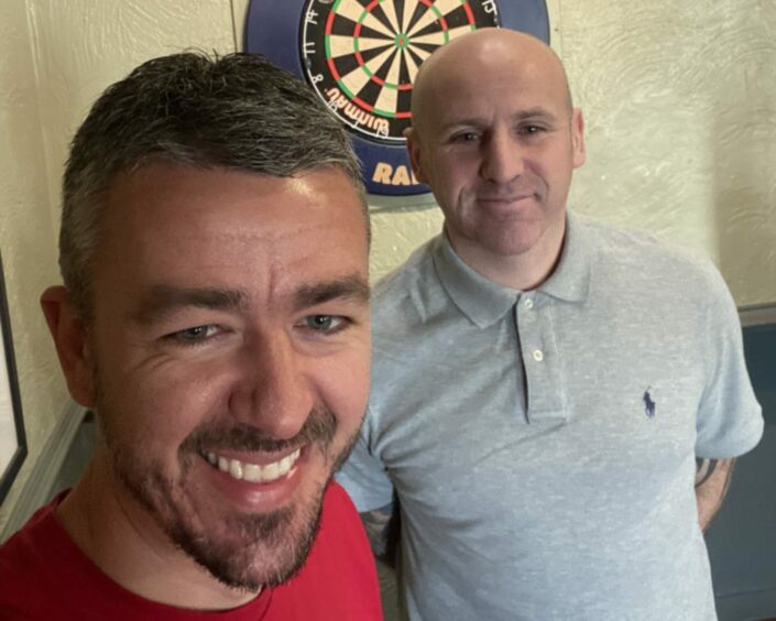 Aberdeen darts player Shaun McDonald with PDC World Championship competitor Alan Soutar