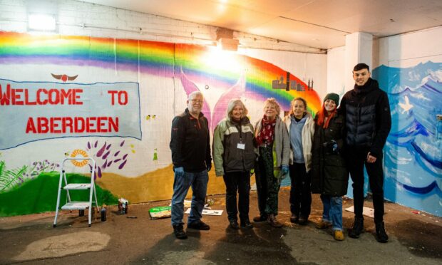 Graffiti Granarchists Steve Joss, Lorraine Gossip, Hazel Smith, Martine Shepherd, Megan Joyce and Duncan Trilk.