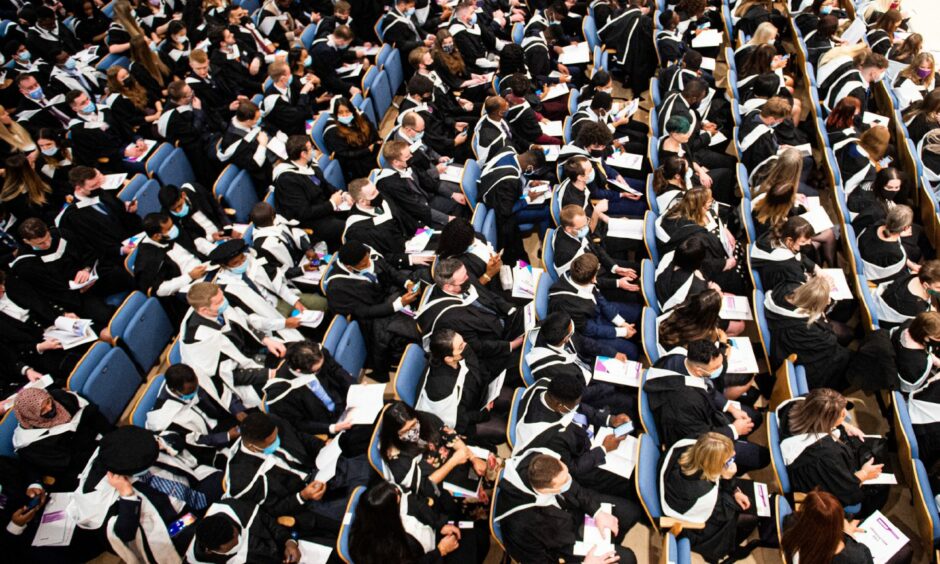 Rows of students filled the seats ready to collect their graduation certificates. Picture by Wullie Marr