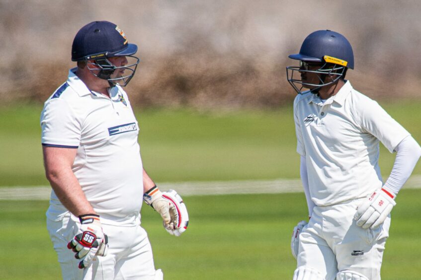 Aberdeenshire captain Kenny Reid bats with Aayush Dasmahapatra