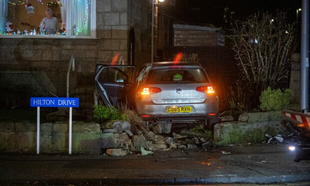 Two car crash on Hilton Drive in Aberdeen. 
Picture by Wullie Marr / DCT Media    30-12-2021