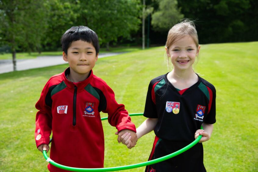 Pupils playing at Albyn School, a Scottish independent school