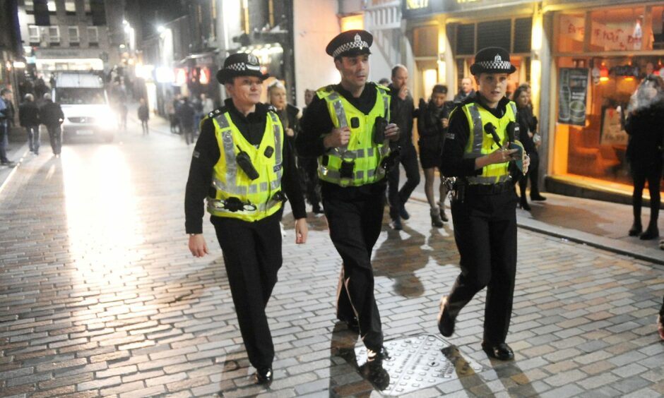 Police on patrol in Aberdeen city centre. Photo by Chris Sumner/DCT Media.