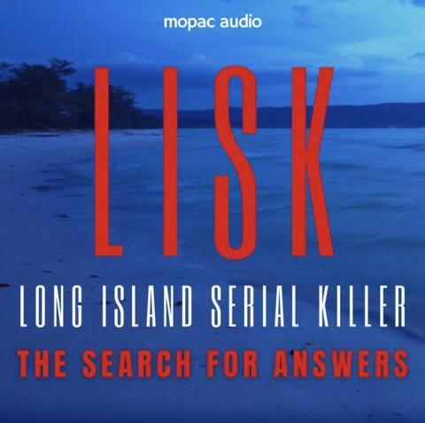 A still image of a beach at night with the work LISK - a true crime podcast - superimposed