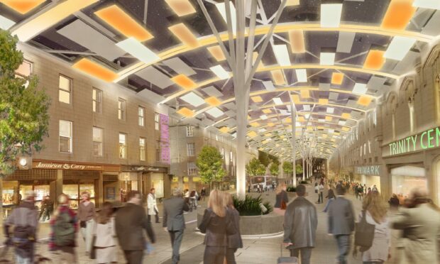 Whether it is public sculptures and installations, or glass canopies (as pictured) we need creativity to rebuild our city centre. Image by Halliday Fraser Munro design