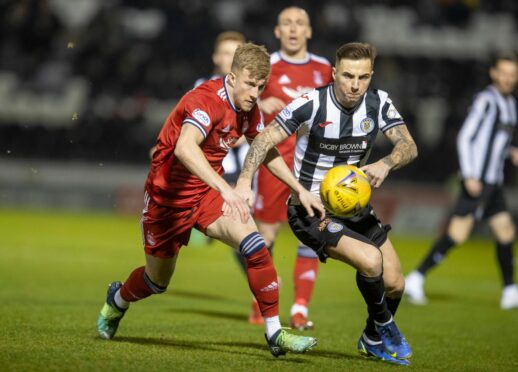 St Mirren's Eamonn Brophy and Aberdeen's Ross McCrorie