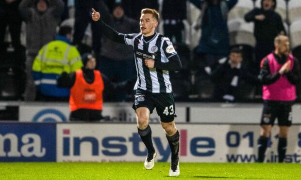 Connor Ronan celebrates after scoring to make it 1-0 St Mirren against Aberdeen in January.