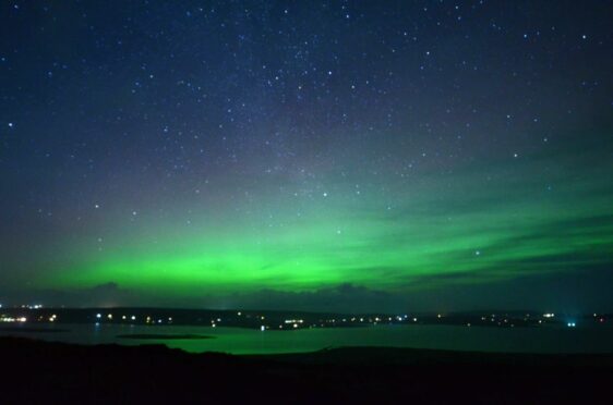 Northern Lights from Wideford Hill, Orkney. Picture by Samuel Ramsay.