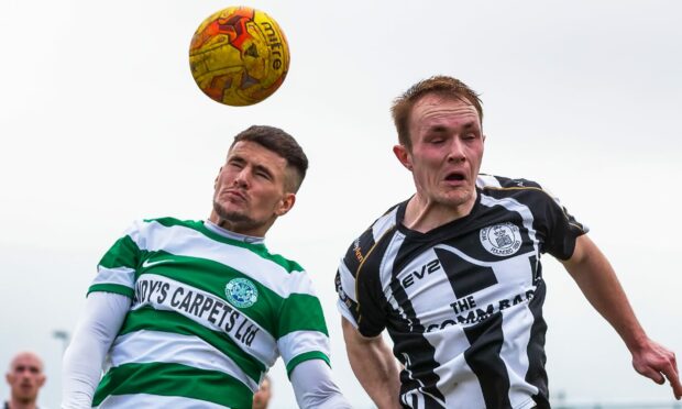 Highland League Wick Academy FC attacker Richard Macadie in action.