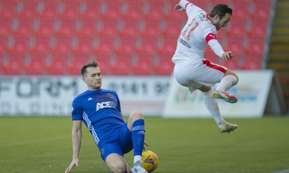 Cove Rangers defender Jevan Anderson in action against Clyde