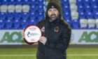 Cove Rangers manager Paul Hartley receives the League One manager of the month award for December. Photo by Dave Cowe