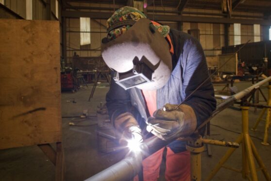 A Dales Engineering Services Limited apprentice welder at the firm's base in Peterhead