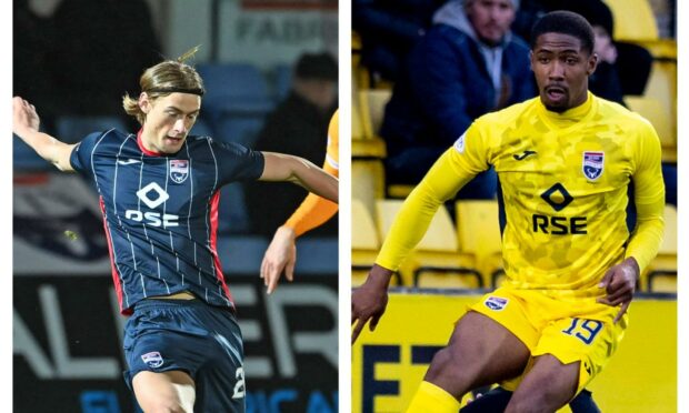 Ross County defenders Declan Drysdale (left) and Kayne Ramsay.