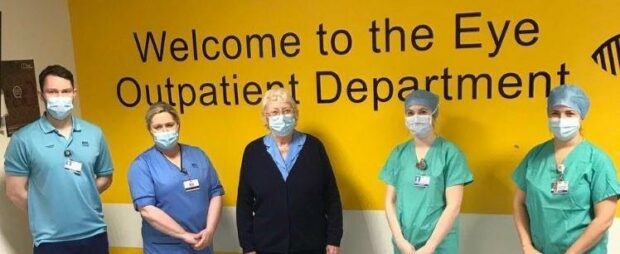 Aberdeenshire patient Margot Kennedy with staff at ARI Eye Clinic after receiving her 100th eye injection on Saturday January 22.