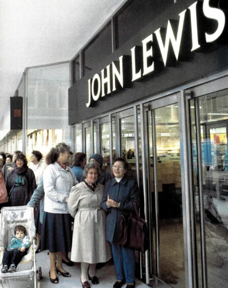 Queues outside the main doors just before John Lewis Aberdeen opened its doors for the first time.