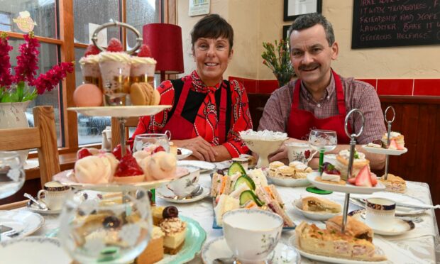 Lynne Gillan and her partner Malcolm Watson who own Nooks and Crannies, an award winning tearoom in Fraserburgh. Image: Kenny Elrick/DC Thomson