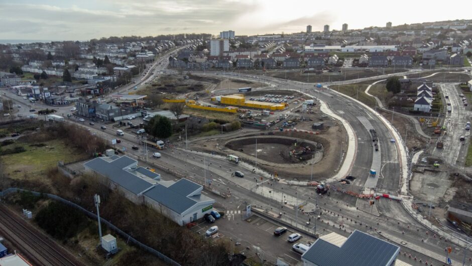 Drone photography of the Haudagain Roundabout improvement project 