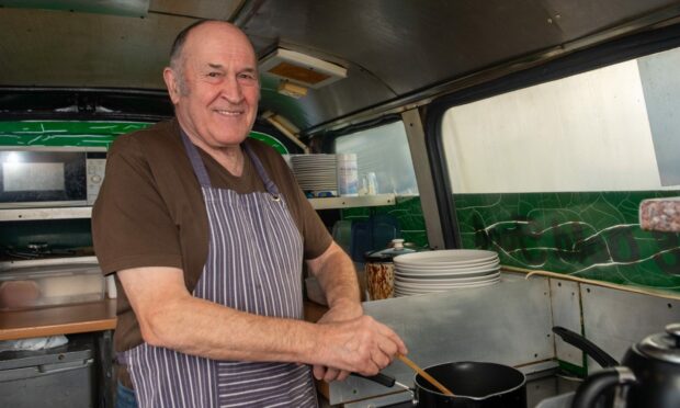 After 24-years of selling breakfast out of his bus in Inverurie, Roy Minty is finally hanging up his apron. Picture by Kath Flannery 
