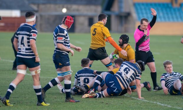 Gordonians' Matthew Johnston scores a try.
Picture by Kath Flannery.