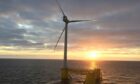 A turbine at the Kincardine floating offshore wind farm, off the north-east coast.