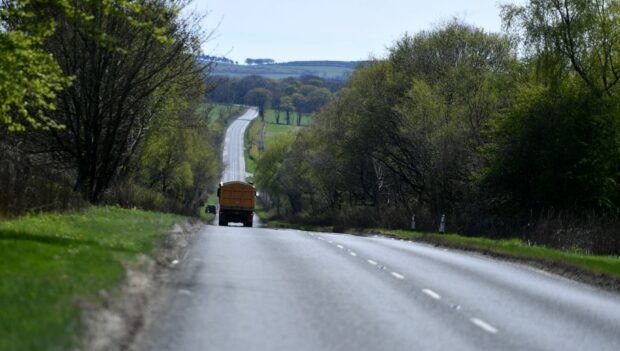 The A947 between Oldmeldrum and Fyvie and to Turriff and Banff.