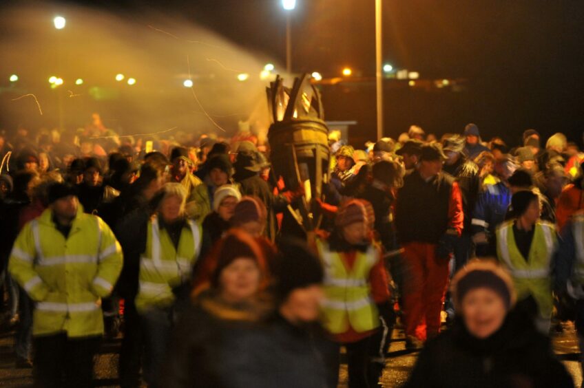 Flames and smoke add to the atmosphere of Clavie night in Burghead. Photo: Jason Hedges/DCT Media