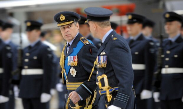 Prince Andrew with former RAF Lossiemouth station commander Al Monkman in 2008. Photo: DCT Media