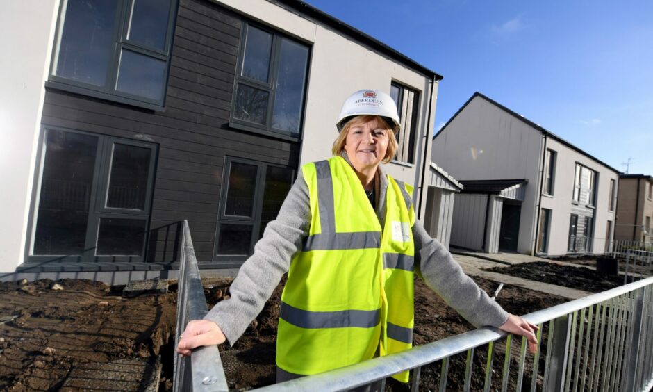 Council leader Jenny Laing at new local authority housing at the former Smithfield School at Middlefield. Picture by Kami Thomson/DCT Media.