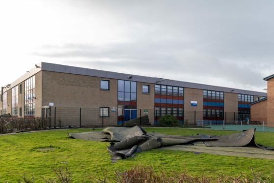 Storm damage at Banff Academy.  Picture by Jasper Image.