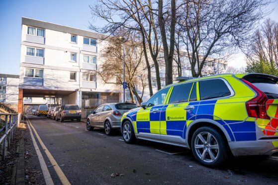 Police at the scene of the stand-off in Wales Street, Aberdeen.