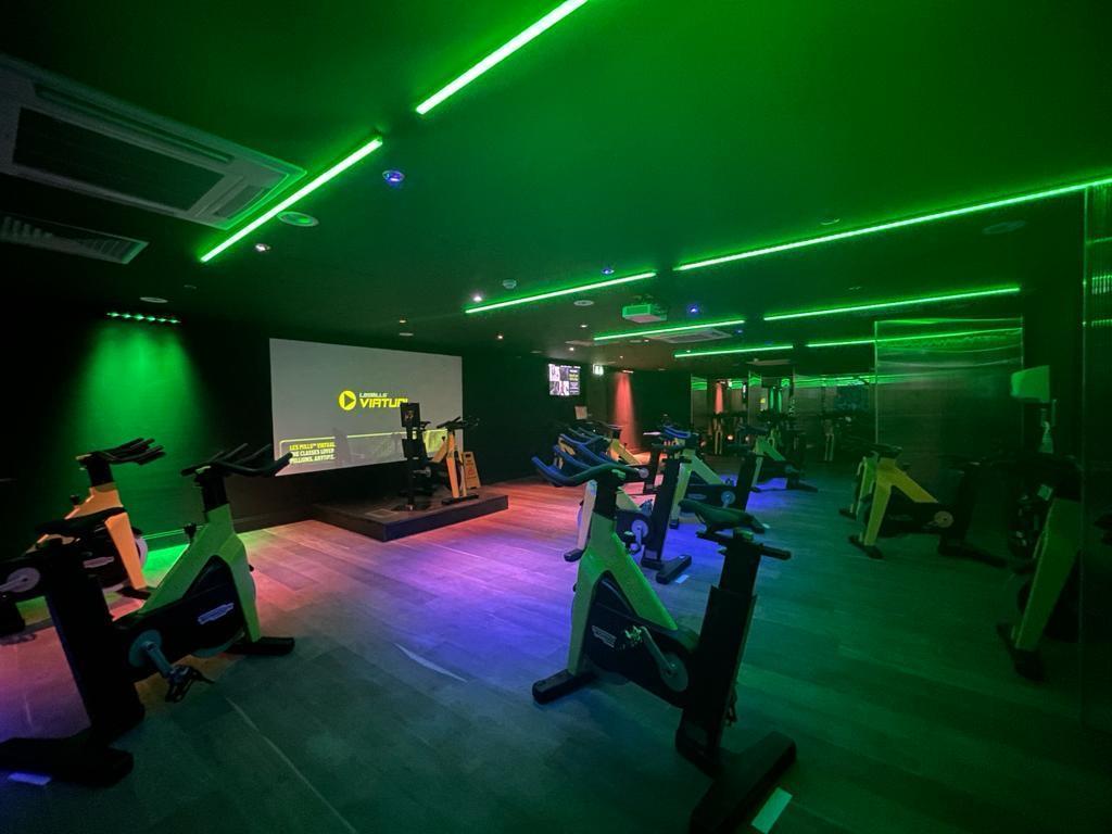Spin studio in gym.
