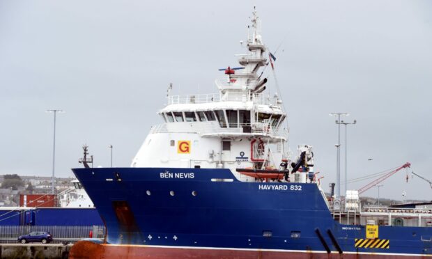 The Ben Nevis supply vessel, which crashed into the Valaris 92.