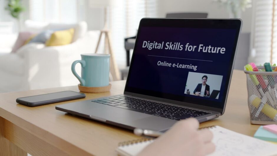 Picture shows somebody studying digital skills training.