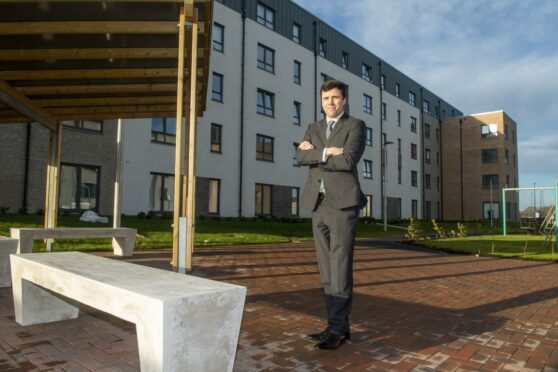 Councillor Ryan Houghton at Wellheads site of new council flats in Dyce as phases two and three are completed.