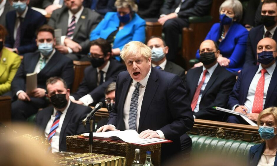 Boris Johnson was visibly shocked when former Tory Brexit secretary David Davis begged him to quit over the Westminster party scandal