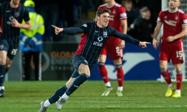 Ross Callachan celebrates netting against Aberdeen.