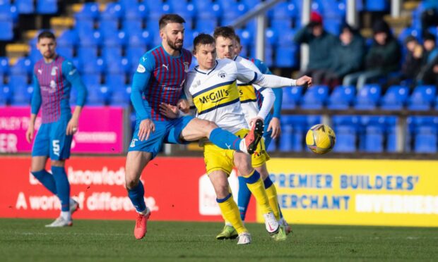 Gavin Reilly and Sean Welsh during a match between Inverness Caledonian Thistle and Greenock Morton at the Caledonian Stadium in Inverness. Photo by Sammy Turner / SNS Group