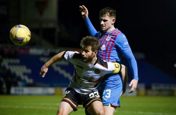 Reece McAlear in action for Caley Thistle against Partick