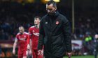 Aberdeen manager Stephen Glass at full time against Motherwell - he was sacked the next day. Image: SNS
