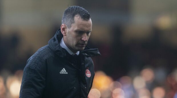 Stephen Glass at full-time in the cup loss at Motherwell. He was axed the following day. Image: SNS