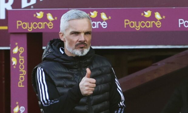 Aberdeen Manager Jim Goodwin against Motherwell.